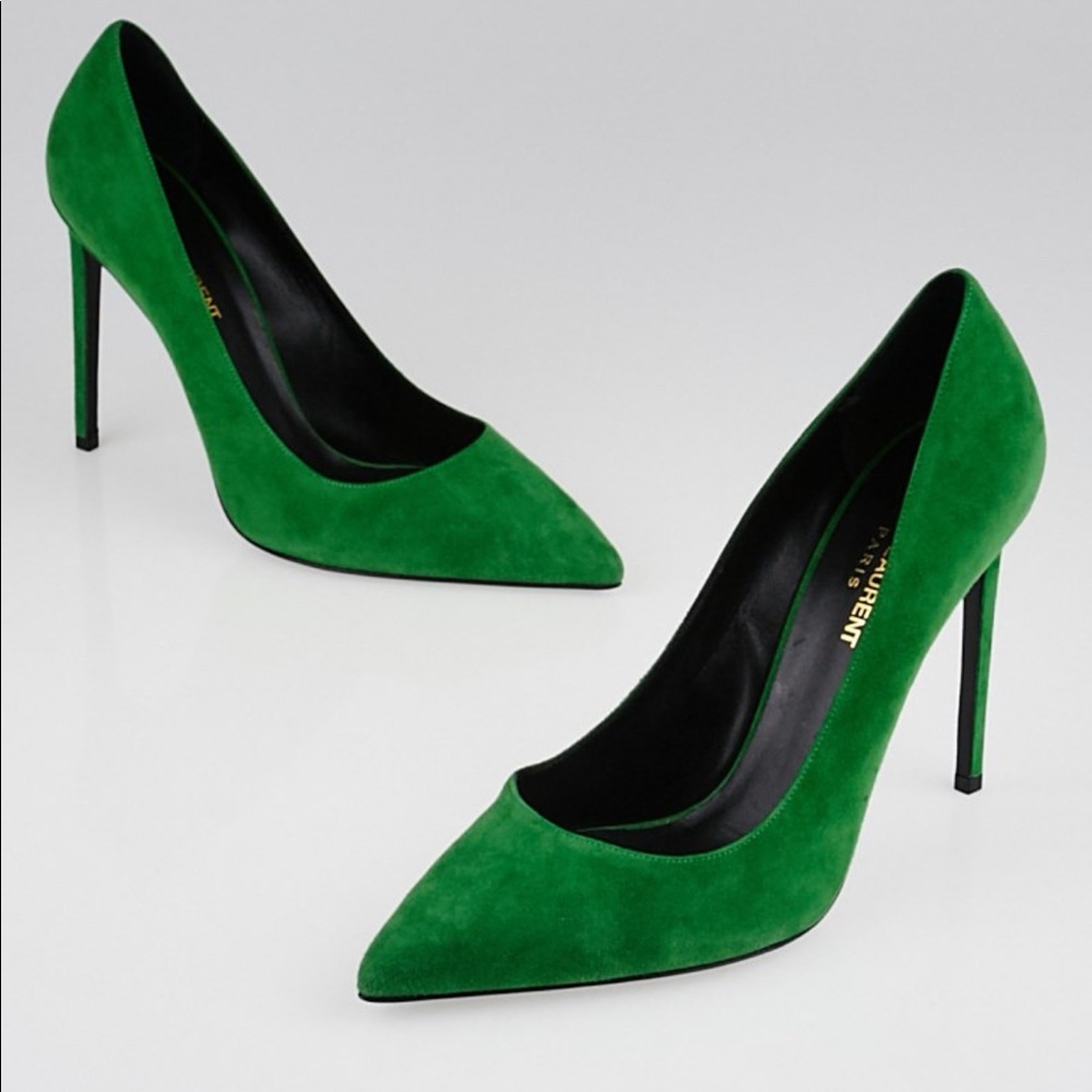 Saint Laurent 🔥🔥🔥 Green Suede Paris Heels